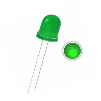 10ШТ 10ММ зелен DIP LED Кръгли разпръснати дълги крака 3,0-3,4 В 20 ma УЛЬТРАЯРКИЕ лампи с топки