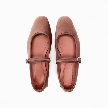 2023 Пролет есен Елегантни дамски балет апартаменти с квадратни пръсти, Дамски обувки Mary Jane Ежедневни дамски обувки на плоска подметка с катарама
