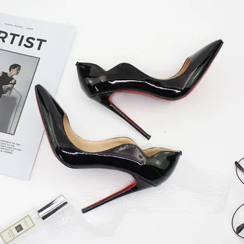 2023 Топли дамски обувки-лодки, летни офис дамски обувки на висок ток с остър пръсти, модерен класически однотонная секси дамски обувки големи размери