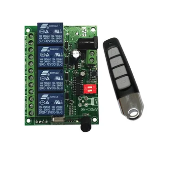 433 Mhz RF Безжична DC12V 24V 10A 4-канален Пулт за Дистанционно управление на Ключове Приемник Предаватели Включване и изключване на двигателя/вентилатор/улична лампа
