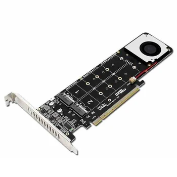 4Disk NVME Raid, PCI-E4.0X16 Адаптер за твърд диск от 14 000 + Mbps Адаптер за разширителни карти Мощен радиатор за 2230/2242/2260/2280 мм