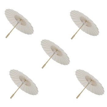 5 бр. на хартиен чадър 60 см, плажен чадър, бял чадър 