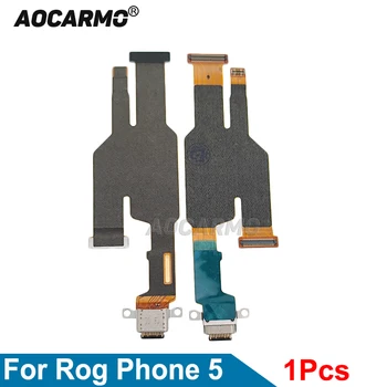 Aocarmo за ASUS ROG Phone 5 I005DA ROG5 USB зарядно устройство, порт за зареждане конектор за док-станция гъвкав кабел сменяеми детайли
