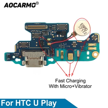 Aocarmo за HTC U Play USB порт за зареждане, докинг станция за зарядното устройство с микрофон, жак за вибратор, гъвкав кабел, дубликат част