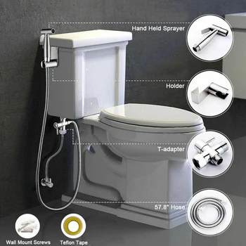 AU/EU Комплект Дозатор Притежателя на Маркуча От Неръждаема Стомана Ръчен Тоалетна с Душ, Голяма Натиска В Тоалетната, в Банята, за да Измие Душата Closestool