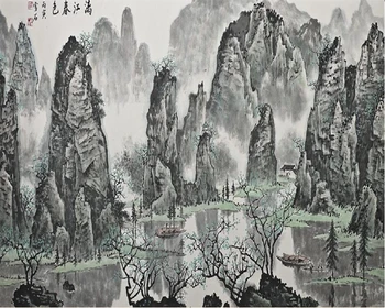 beibehang Потребителски тапети 3D снимка китайски стил ultra HD Китайска живопис пейзаж Ханьцзян пролет ТЕЛЕВИЗИЯ фонова стена