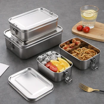Bento-кутия от неръждаема стомана за деца, обяд-бокс, контейнер за закуски, устойчиви на напукване, с надеждна ключалка, херметически контейнер за обяд