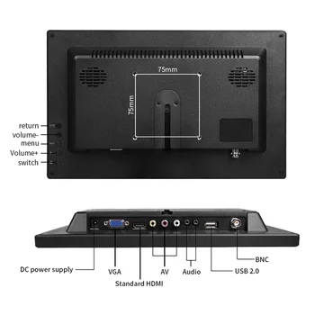 HD монитор на КОМПЮТЪР 1366x768 преносим монитор LCD телевизор с дисплей PS4 с HDMI VGA USB AV BNC 12/10,1 инча гейминг монитор