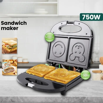 OXPHIC 750 W Smlie Face Машина за приготвяне на топли сандвичи, Машина за закуска, Скара-машина, Тостери, гофретници, Машина за печене