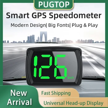 PUGTOP GPS KMH MPH HUD Цифров скоростомер централен дисплей аксесоари за автомобилна електроника Скорост едър шрифт за всички автомобили