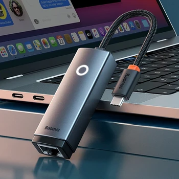 USB Адаптер C до Ethernet, алуминиев gigabit ethernet USB адаптер C за лаптоп MacBook Pro 1000/100 Mbps мрежова карта USB, Lan RJ45