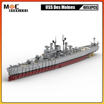 WW2 ФЛОТ, командван Des Moinses Военен Кораб MOC Строителни Блокове Модел Коллекционный Комплект Тежък Крайцер USS Salem Технологични Тухли Играчки Подарък