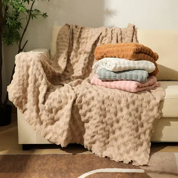 Богемное лесно луксозно одеяло Ins, калъф за дивана, изработени от човека, лятно вязаное вафельное покривка за офис, климатик, Тънки пелерини за власинките