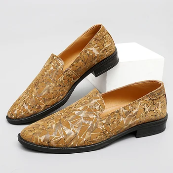 Висококачествени модерни мъжки модел обувки с остър змияр, голям размер на 48, кожени обувки за мъже, лоферы, двойки, луксозен дизайнерски обувки, ежедневни