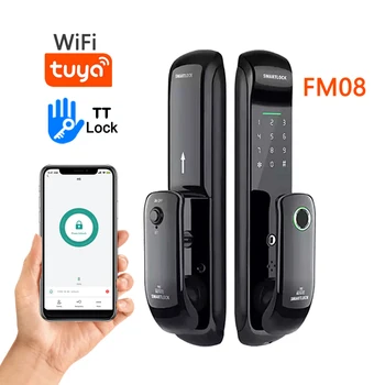 Гореща Разпродажба FM08 Интелигентна Система за Заключване на вратите на Hristo WiFi/TT Lock Биометрични Заключване с пръстов Отпечатък/Парола/RFID карта/Ключ/Разблокировкой приложения