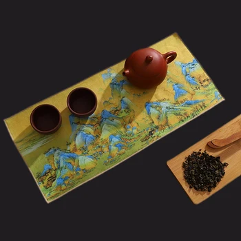 гъст чаено кърпа с китайски рисувани 18x40 см, суперабсорбирующие принадлежности за чай от сервиза от висок клас, игри на тепиха, професионална кърпа RagTea