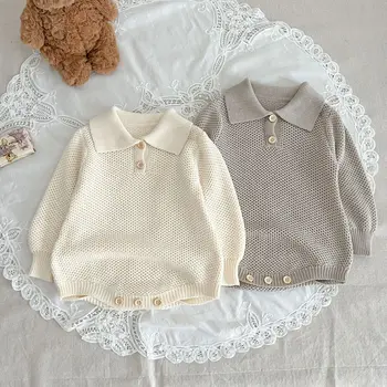 Детски пуловер, гащеризон, вязаная дрехи за новородени, есенно-пролетния гащеризони за момчета и момичета, памук гащеризон за деца