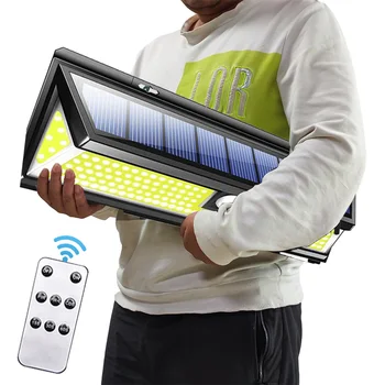 Дистанционно управление, Слънчева светлина, външен стенен монтаж лампа, сензор за движение, уличен фенер, led, вграден, захранван от батерия, слънчева светлина, водоустойчив IP67