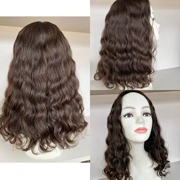 Европейският копринен топ от естествена коса Tsingtaowigs, извратени кошер перука за жени