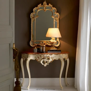 Елегантно италианско конзола десктоп огледало, дизайнерско класически декоративно стенно огледало