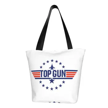 Забавен принт Tom Cruise Маверик Film Top Gun, чанта за пазаруване, здрава холщовая пазарска чанта през рамо