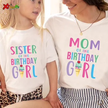 Забавно сладолед 2023, еднакви комплекти за семейството, памучен тениска за мама, татко и дъщеря, тениска за сина си с оригинално име на рождения ден на детето