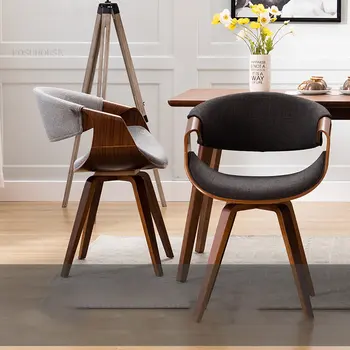 Италиански трапезни столове за почивка за кухня Творчески дървена маса за хранене, стол с кожена облегалка Мебели за трапезария маса за Хранене, стол за хотела