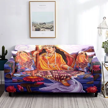 Калъф за диван с образа на Вишну, разтеглив седалките с мифологическим модел в стил индуски религиозно изкуство, моющийся протектор за мебели за всекидневната