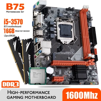 Комплект дънната платка Atermiter B75 с процесор Intel Core I5 3570 2x8 GB = 16 GB 1600 Mhz DDR3 с радиатор десктоп памет USB3.0 SATA3