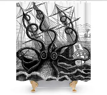 Комплекти филтър завеса за душ с изображение на октопод и Кракена в океана теми