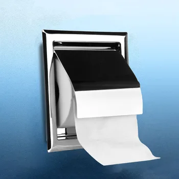 Кутия за ролка хартия от полирана хромирана неръждаема стомана, Държач за тоалетна хартия, Скрит Стенен монтаж