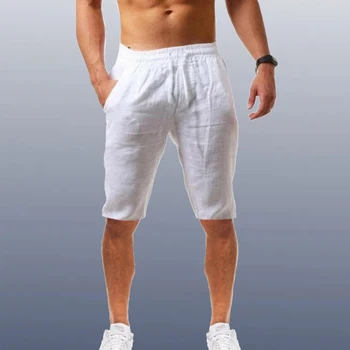 Лято 2023, Нов Стил, мъжки ежедневни спортни къси панталони от памук и лен, удобни и модерни къси панталони, стръмни