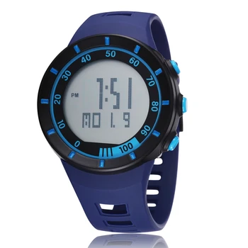 Марка OHSEN LCD дигитален часовник Мъжки, дамски спортни часовници на открито, 50 м Водоустойчивост модерен ръчен часовник със синя ластик Подаръци