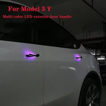 Модел 3 Y Автоматична Врата копчето За Tesla Model 3 Model Y 2016-2023 С разноцветни led покритие Отвън