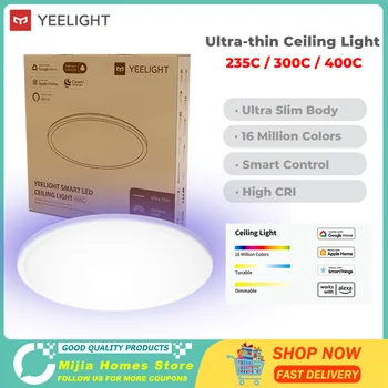 Нов Yeelight Smart LED RGB Тавана лампа Ултра-220 На 24 Вата С Регулируема яркост от 2700 До-6500 Към Гласово Управление на Работа С приложението Homekit Mihome