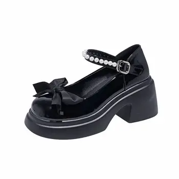 Нова дамски обувки, които растежа, реколта вечерни обувки-лодка на висок ток за момичета, класически дамски обувки за бала на платформата, офис дамски обувки за ходене