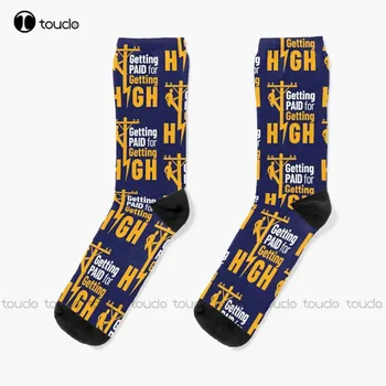 Новата Линия електрокари плащат за високи Чорапи Младежки черни футболни чорапи Персонализирани потребителски Унисекс чорапи за възрастни