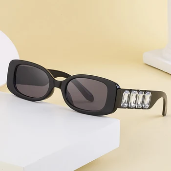 Нови квадратни слънчеви очила за мъже, маркови дизайнерски модни ветроупорен слънчеви очила, очила с кристали, слънчеви очила в ретро стил, пънк, сенки за жени