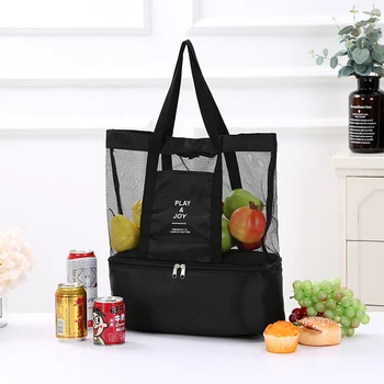 Окото е прозрачна плажна чанта с голям капацитет, чанта за пикник на рамото, чанта за съхранение на открито, в двуслоен изолационен торба за лед