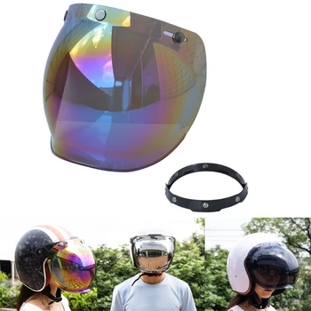 Подмяна на предното стъкло за мотоциклетни шлем с козирка на 3 бутона, ретро каска с пузырьковым козирка, обектив B36B