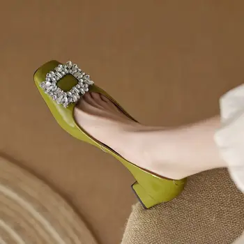 Размери 34-42, дамски обувки на ток за момичета от естествена кожа, дизайн с кристали, модерен, секси, за важни случаи, клубни партита, обувки на висок ток