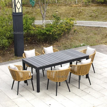 Скандинавска градинска мебел, творчески ротанговый стол за тераси, три комбинации от улични столове, Градински ротанговый стол за вътрешния двор на Хотела TG
