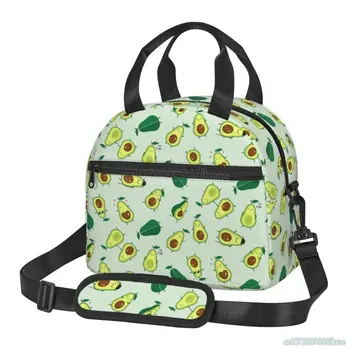 Скъпа утепленная чанта за обяд с принтом авокадо за жени, чанта-хладилник Bento, термосумка за обяд за училище, работа, пътуване, пикник