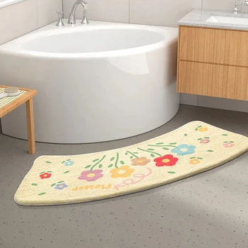 Сладък Cartoony принт, нескользящие подложки за краката в банята секторной форма, дълга плюшено впитывающий подложка за пода в тоалетната, декорация на дома