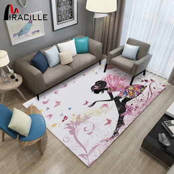Съвременният килим с шарките на феите Miracille за декорация на спалнята на момичетата, противоскользящий игри мат