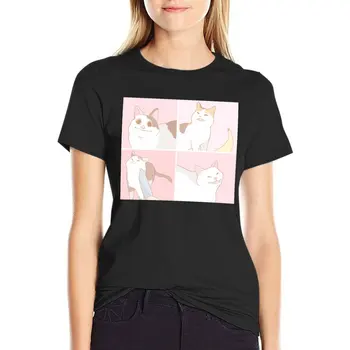 Тениска с изображение на котки-меми, реколта тениска, забавни тениски, графични тениски, дамски тениска