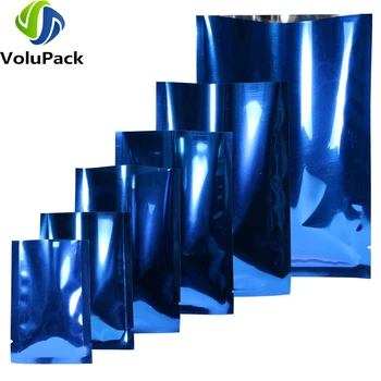 Термосвариваемые Пакети с Отворен Покрив, Защитени От Миризмата на Опаковъчни Торбички, Лъскавите Сини Опаковки от Алуминиево Фолио Eco Mylar, Чанти За Съхранение на Спукването Bossed