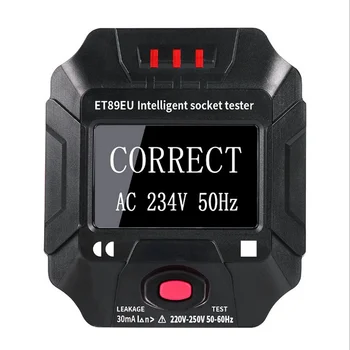 Тестер за контакти с цифров дисплей 90-120 В, 220 v-250, САЩ/ЕС, plug измерване на напрежение, контролен детектор, честота, напрежение, тестер УЗО