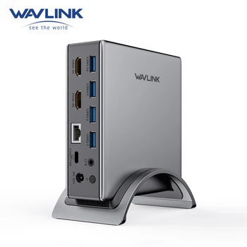 Универсална докинг станция Wavlink USB3.0, 10-В-1, Център за лаптоп с дисплей 4K, Dual HDMI адаптер за монитор M1/M2 MacBook Pro/Air