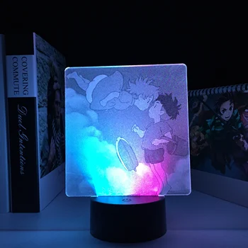 Фигурка на Златни рибки върху скала от аниме, 3D led нощна светлина за подарък за рожден Ден, лампа за спални, два цвята цветни led лампа в стил манга